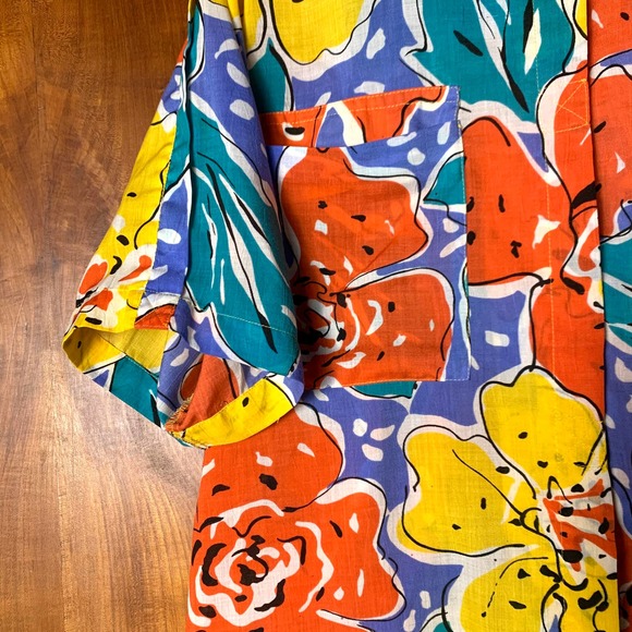 Vintage 90s Laura and Jayne Aloha Floral Short Sleeved Button Up Shirt - M - Picture 3 of 8